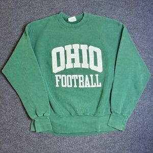 Vintage Lee Cross Grain Sweatshirt Mens 2X Green Ohio Football Made in USA